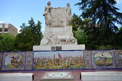 11-04 Plaza Espana Monument Has A Brightly Coloured Pedestal And Two Statues In Mendoza.jpg